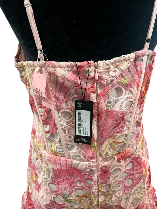 PrettyLittleThing Pink Multi Floral Corset Puffball Mini Dress NWT Size 10 - Picture 8 of 9